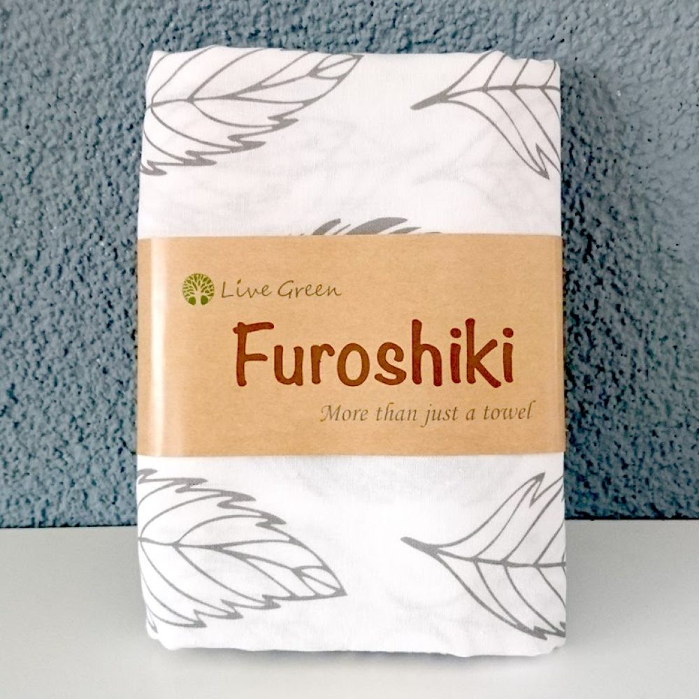 Furoshiki Live Green Leaves White Packaging