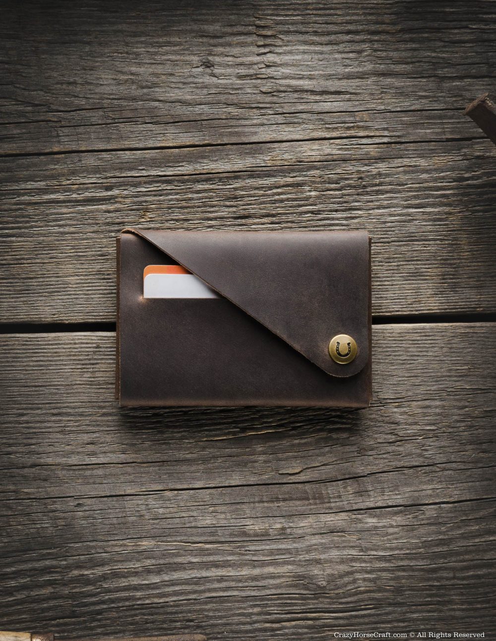 Minimalist Foldable Leather Wallet - Wood Brown