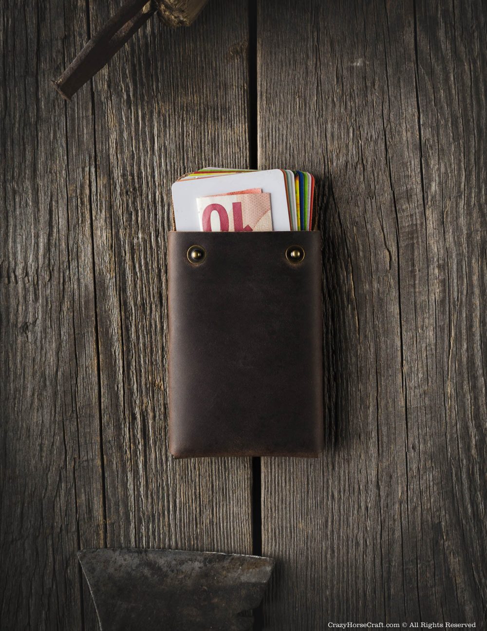 Minimalist Foldable Leather Wallet - Wood Brown
