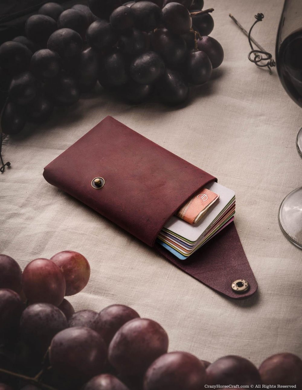 Minimalist Foldable Leather Wallet - Marsala Wine