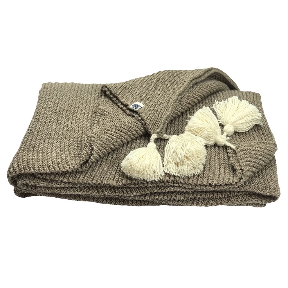 T'RU Baby Alpaca Wool Blanket Santa Clara Brown/White