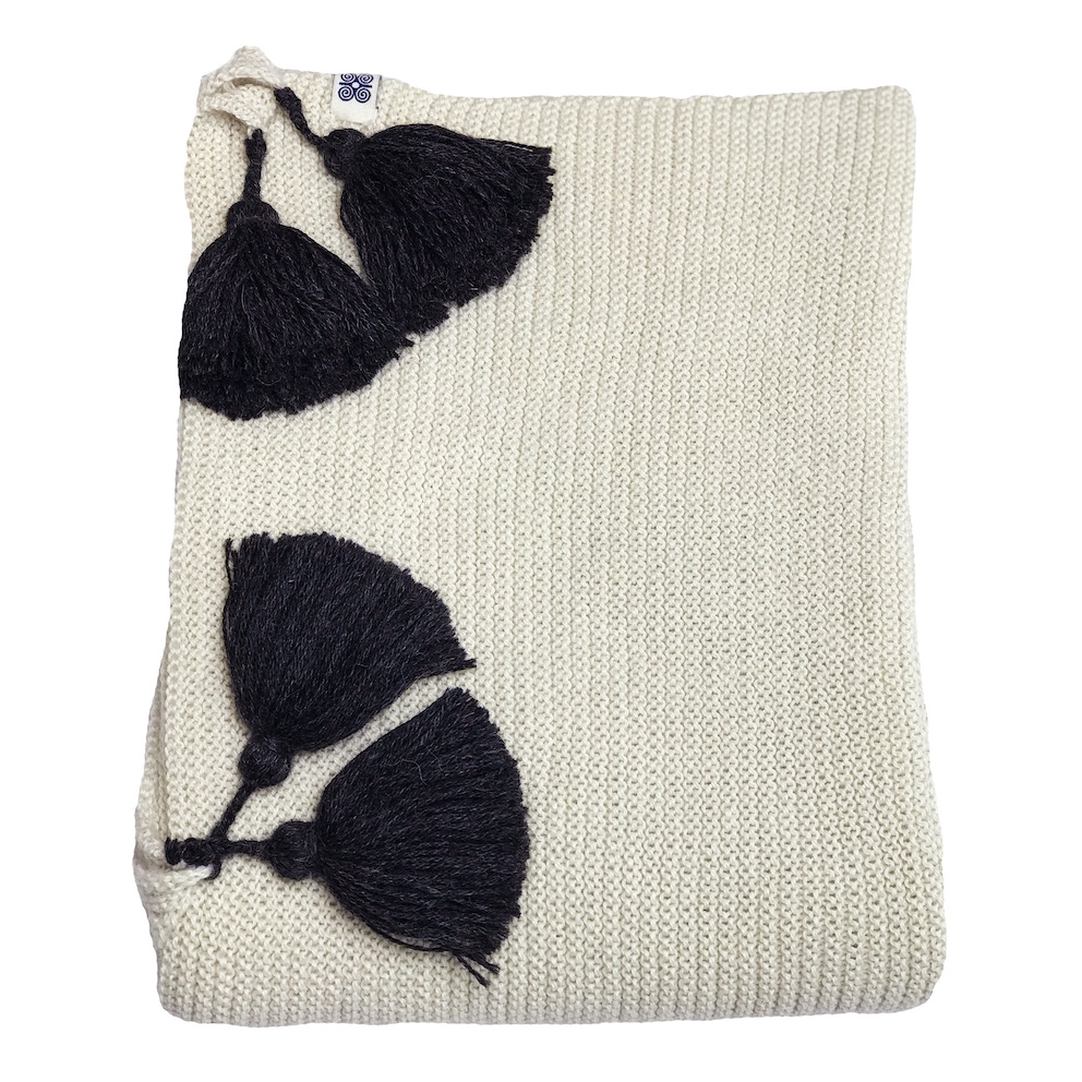 T'RU Baby Alpaca Wool Blanket Santa Clara White/Black