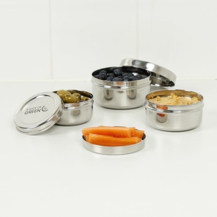 Set of 3 Stainless Steel Containers - Kadapa