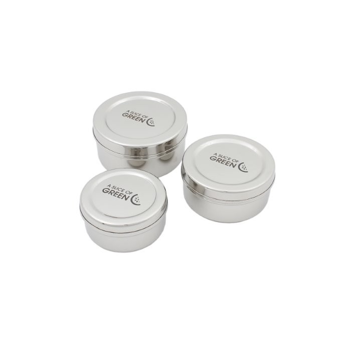 Set of 3 Stainless Steel Containers - Kadapa