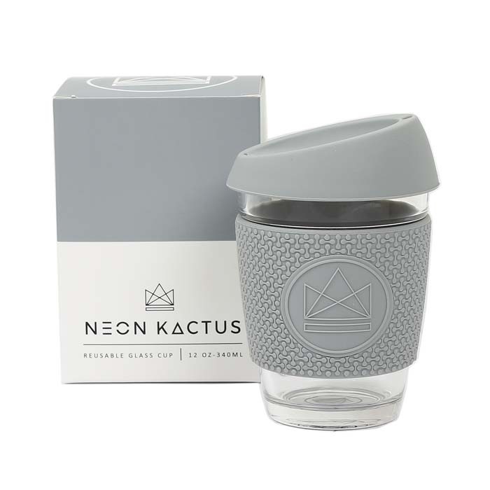 Neon Kactus Glass Coffee Cup – Gray 340ml