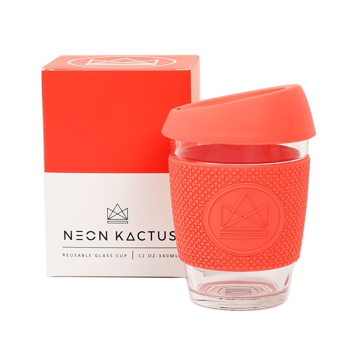 Neon Kactus Glass Coffee Cup – Red 340ml
