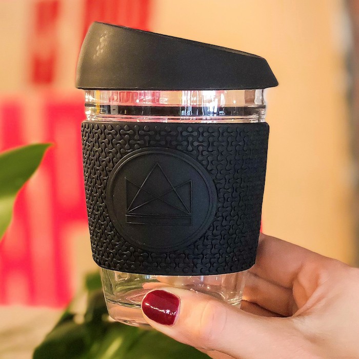 Neon Kactus Glass Coffee Cup – Black 340ml