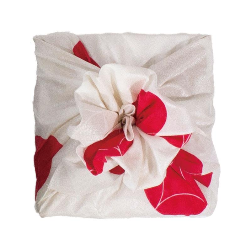 Furoshki Tsutsumi Seven Treasures - White Beige /Red 70cm