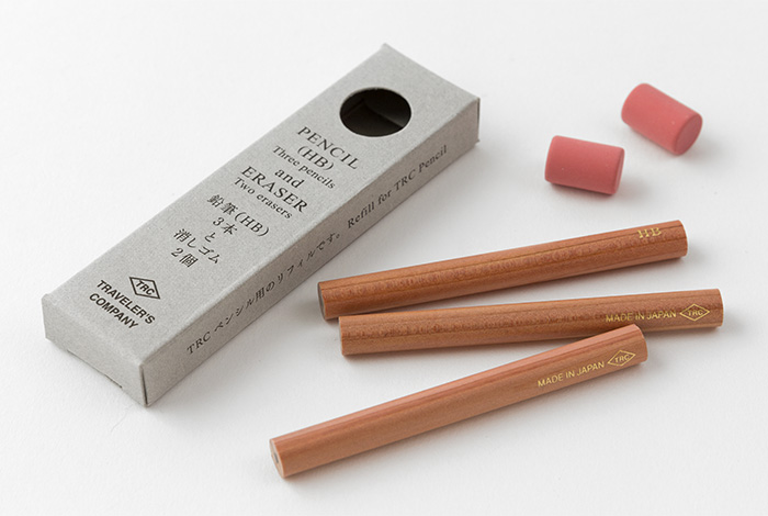 Traveler's Company Pencil Refill Pack – 3 Pencils / 2 Erasers