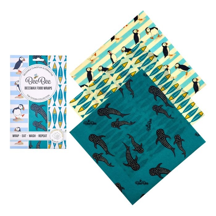 BeeBee & Leaf Beeswax Food Wraps Ocean Collection – Cheese Pack (3×M)