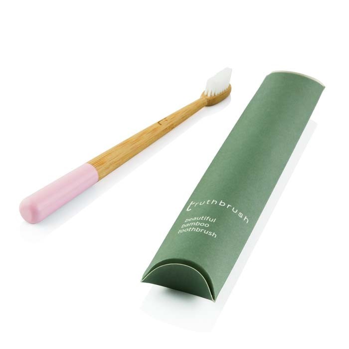 Truthbrush Bamboo Toothbrush with Castor Oil Bristles – Medium Pink