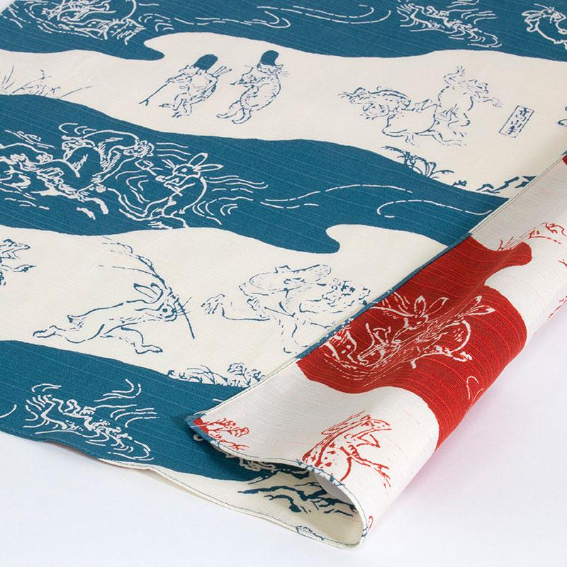 Furoshiki ChoJu Jinbutsu Giga / Diagonal Picture Scroll – Red/Blue 104cm